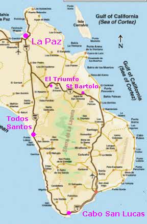 Los Cabos to La Paz road map