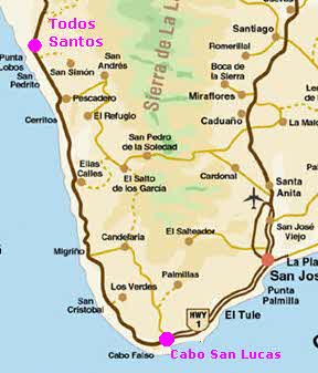Los Cabos to Todos Santos road map